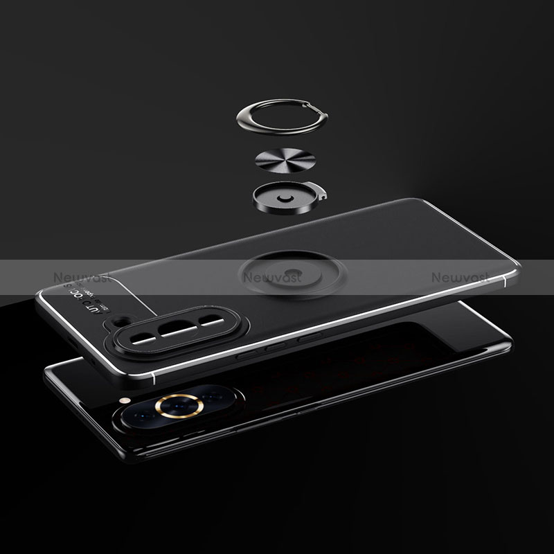 Ultra-thin Silicone Gel Soft Case Cover with Magnetic Finger Ring Stand SD1 for Huawei Nova 10