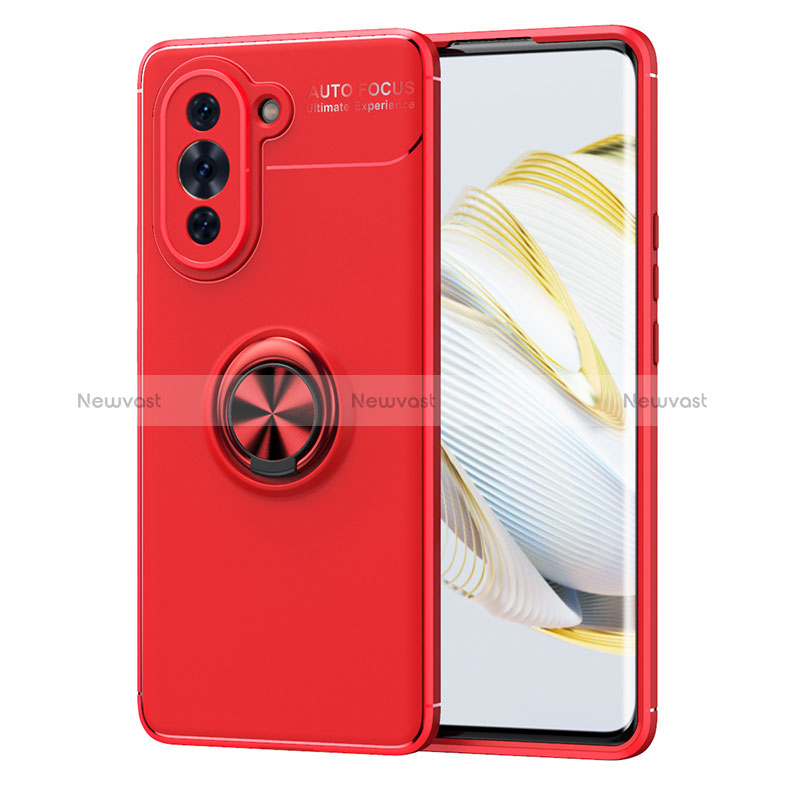 Ultra-thin Silicone Gel Soft Case Cover with Magnetic Finger Ring Stand SD1 for Huawei Nova 10 Pro