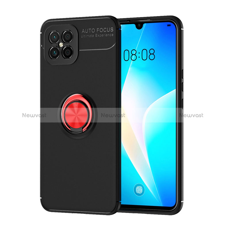 Ultra-thin Silicone Gel Soft Case Cover with Magnetic Finger Ring Stand SD1 for Huawei Nova 8 SE 4G