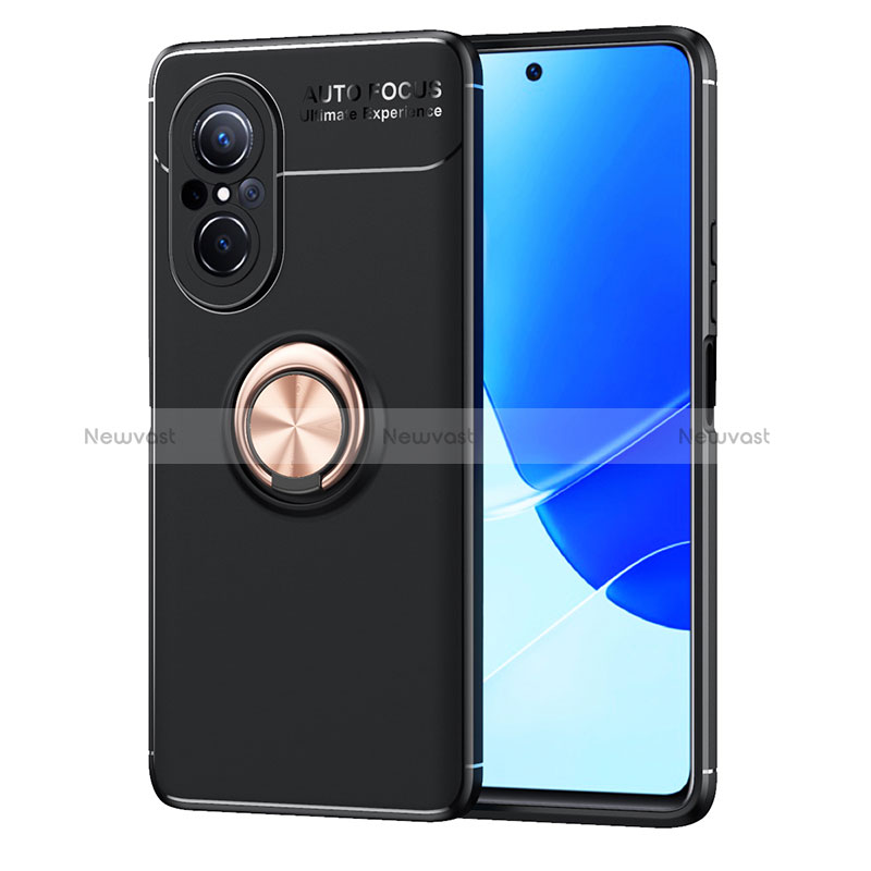 Ultra-thin Silicone Gel Soft Case Cover with Magnetic Finger Ring Stand SD1 for Huawei Nova 9 SE