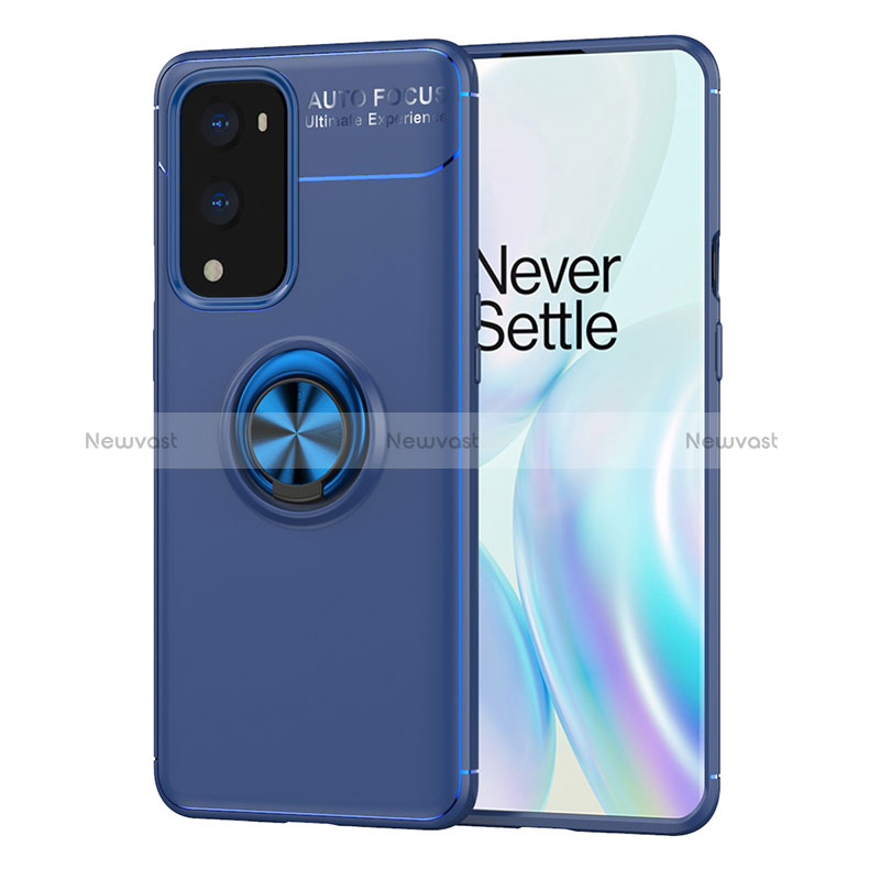 Ultra-thin Silicone Gel Soft Case Cover with Magnetic Finger Ring Stand SD1 for OnePlus 9 Pro 5G