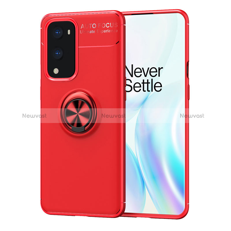 Ultra-thin Silicone Gel Soft Case Cover with Magnetic Finger Ring Stand SD1 for OnePlus 9 Pro 5G