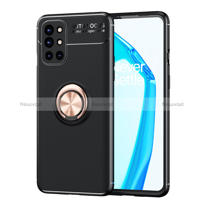 Ultra-thin Silicone Gel Soft Case Cover with Magnetic Finger Ring Stand SD1 for OnePlus 9R 5G