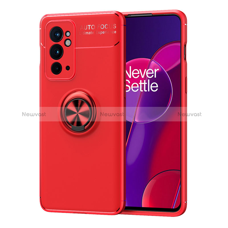 Ultra-thin Silicone Gel Soft Case Cover with Magnetic Finger Ring Stand SD1 for OnePlus 9RT 5G