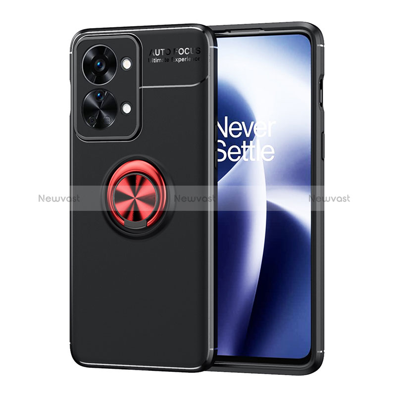 Ultra-thin Silicone Gel Soft Case Cover with Magnetic Finger Ring Stand SD1 for OnePlus Nord 2T 5G