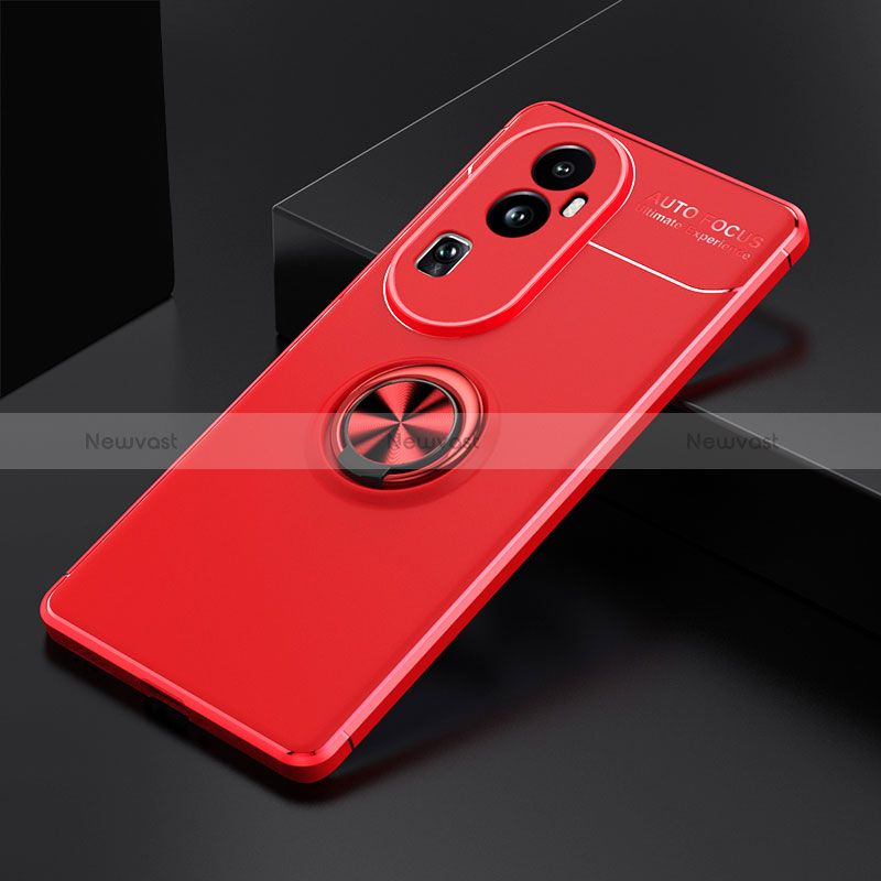 Ultra-thin Silicone Gel Soft Case Cover with Magnetic Finger Ring Stand SD1 for Oppo Reno10 Pro+ Plus 5G