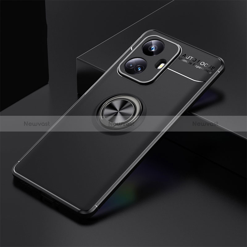 Ultra-thin Silicone Gel Soft Case Cover with Magnetic Finger Ring Stand SD1 for Realme 10 Pro+ Plus 5G