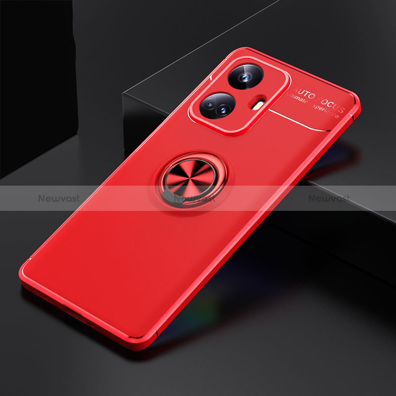 Ultra-thin Silicone Gel Soft Case Cover with Magnetic Finger Ring Stand SD1 for Realme 10 Pro+ Plus 5G