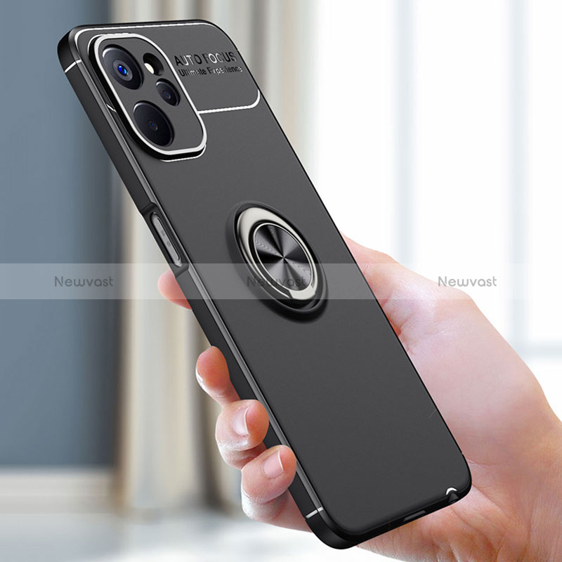 Ultra-thin Silicone Gel Soft Case Cover with Magnetic Finger Ring Stand SD1 for Realme 10T 5G