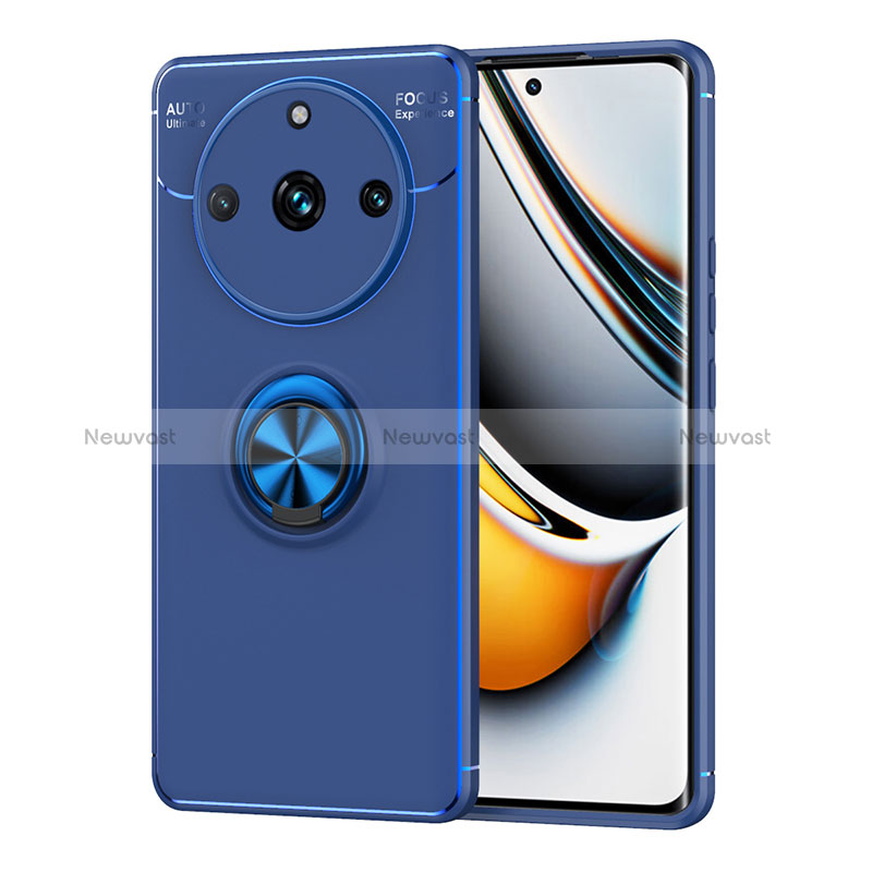 Ultra-thin Silicone Gel Soft Case Cover with Magnetic Finger Ring Stand SD1 for Realme 11 Pro 5G