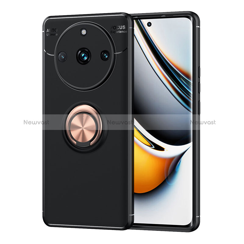 Ultra-thin Silicone Gel Soft Case Cover with Magnetic Finger Ring Stand SD1 for Realme 11 Pro+ Plus 5G