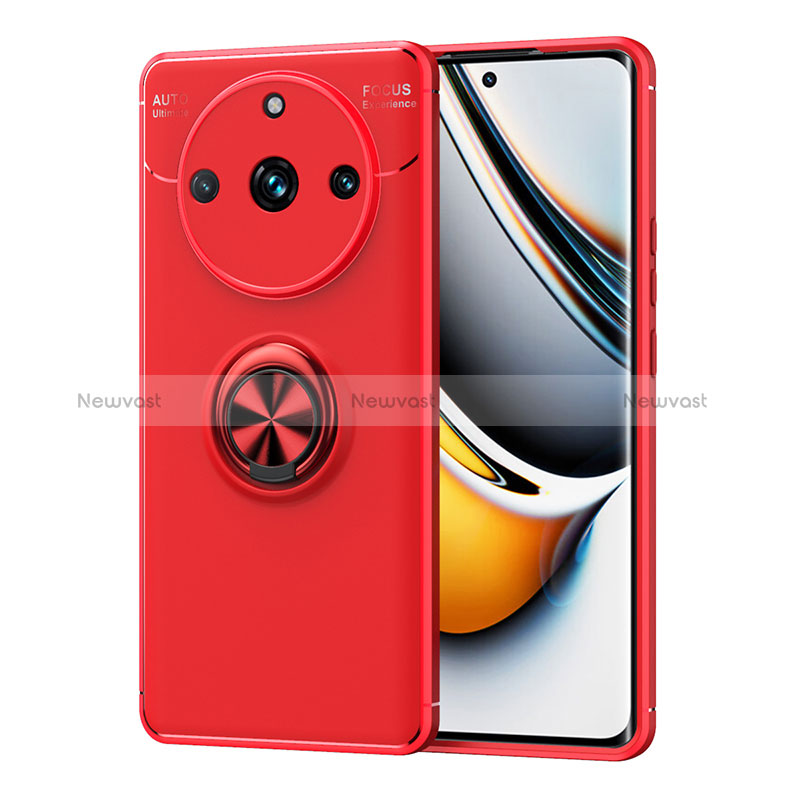 Ultra-thin Silicone Gel Soft Case Cover with Magnetic Finger Ring Stand SD1 for Realme 11 Pro+ Plus 5G