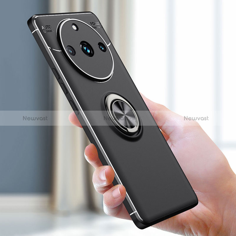 Ultra-thin Silicone Gel Soft Case Cover with Magnetic Finger Ring Stand SD1 for Realme 11 Pro+ Plus 5G