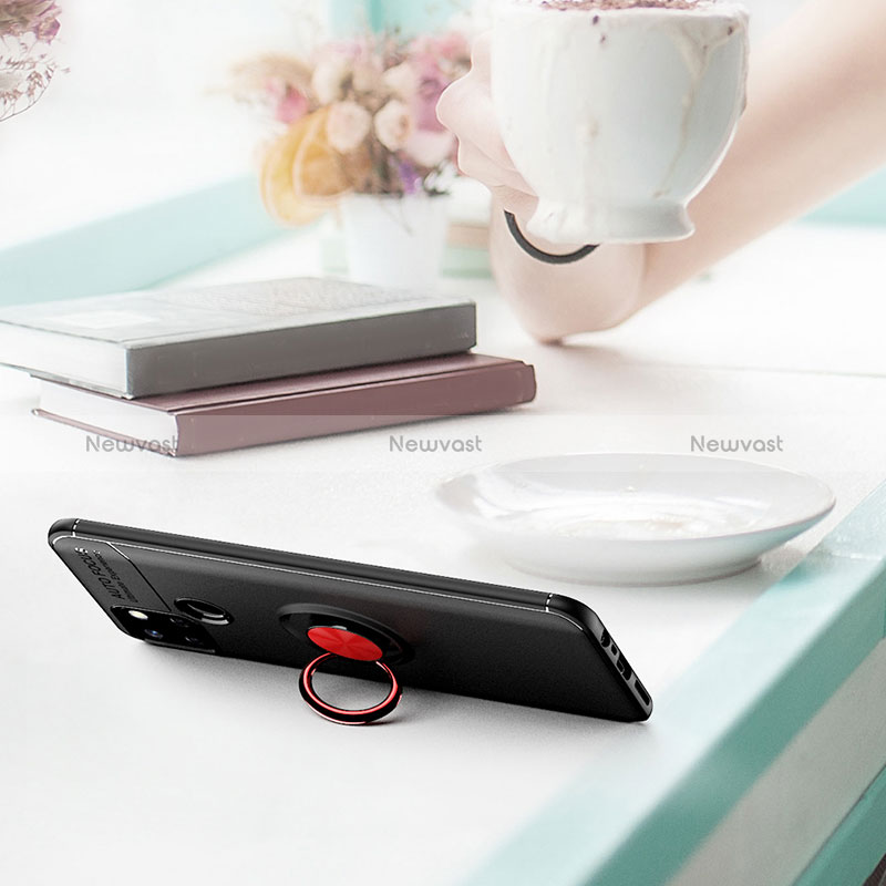 Ultra-thin Silicone Gel Soft Case Cover with Magnetic Finger Ring Stand SD1 for Realme 7i RMX2193