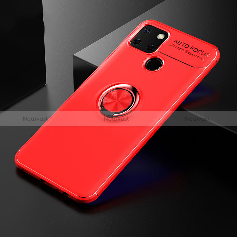 Ultra-thin Silicone Gel Soft Case Cover with Magnetic Finger Ring Stand SD1 for Realme 7i RMX2193