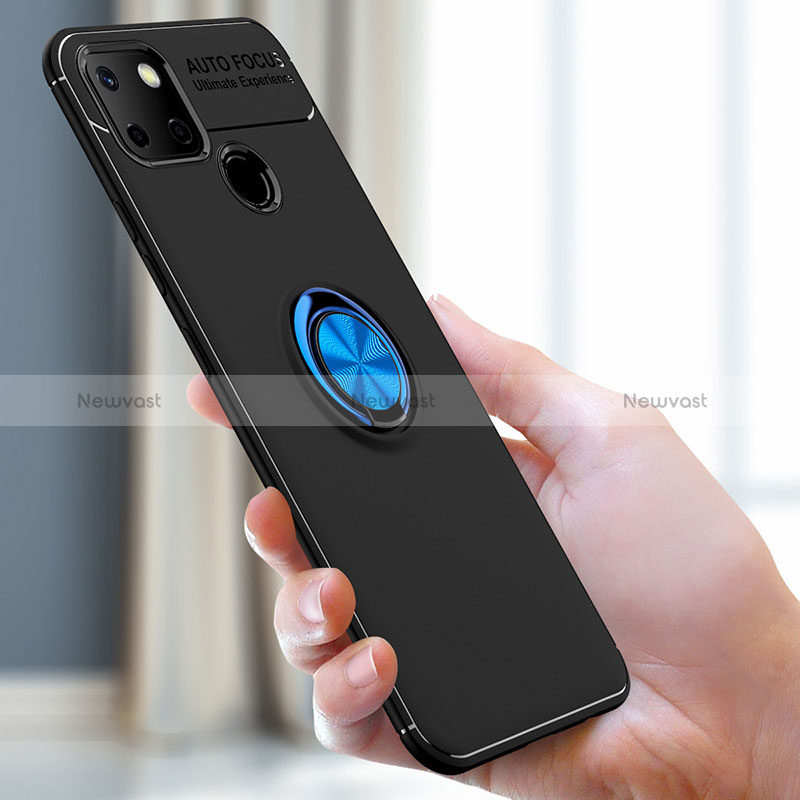 Ultra-thin Silicone Gel Soft Case Cover with Magnetic Finger Ring Stand SD1 for Realme 7i RMX2193