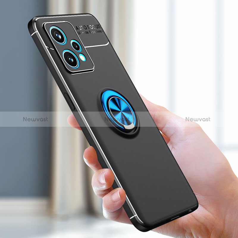 Ultra-thin Silicone Gel Soft Case Cover with Magnetic Finger Ring Stand SD1 for Realme 9 Pro+ Plus 5G