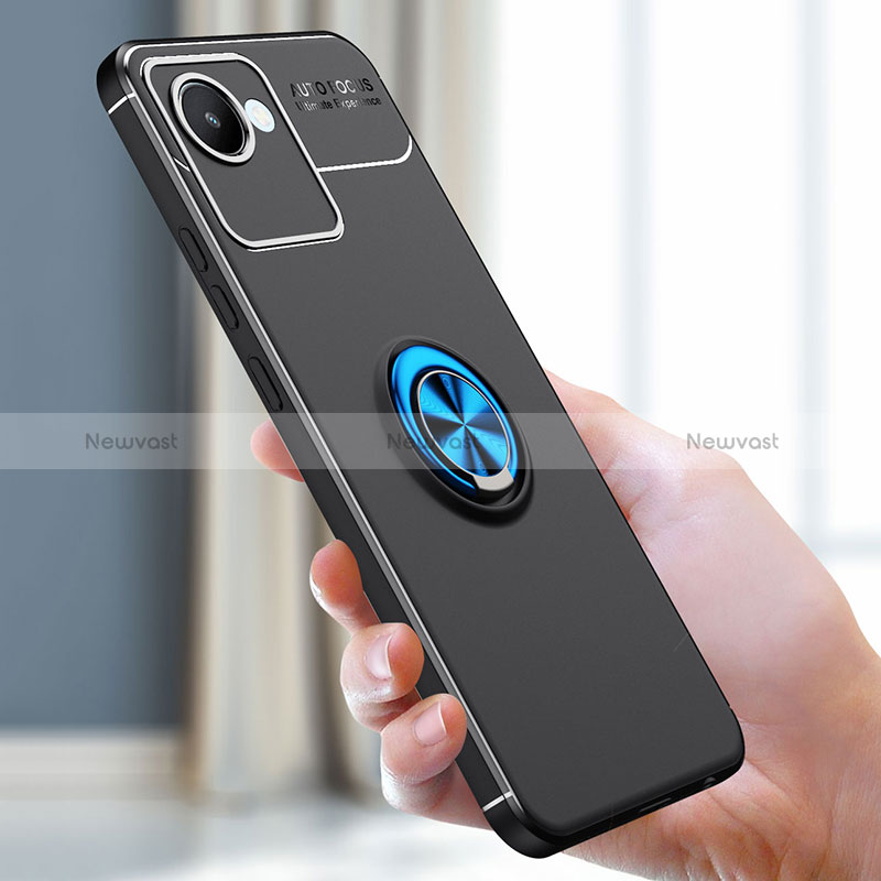 Ultra-thin Silicone Gel Soft Case Cover with Magnetic Finger Ring Stand SD1 for Realme C30s