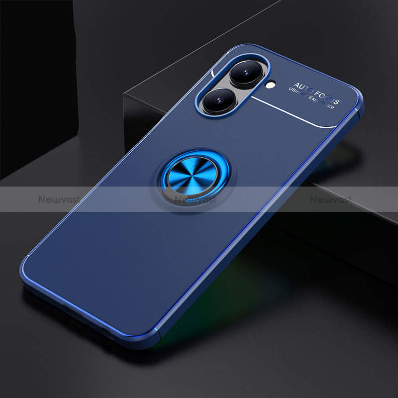 Ultra-thin Silicone Gel Soft Case Cover with Magnetic Finger Ring Stand SD1 for Realme C33 (2023)