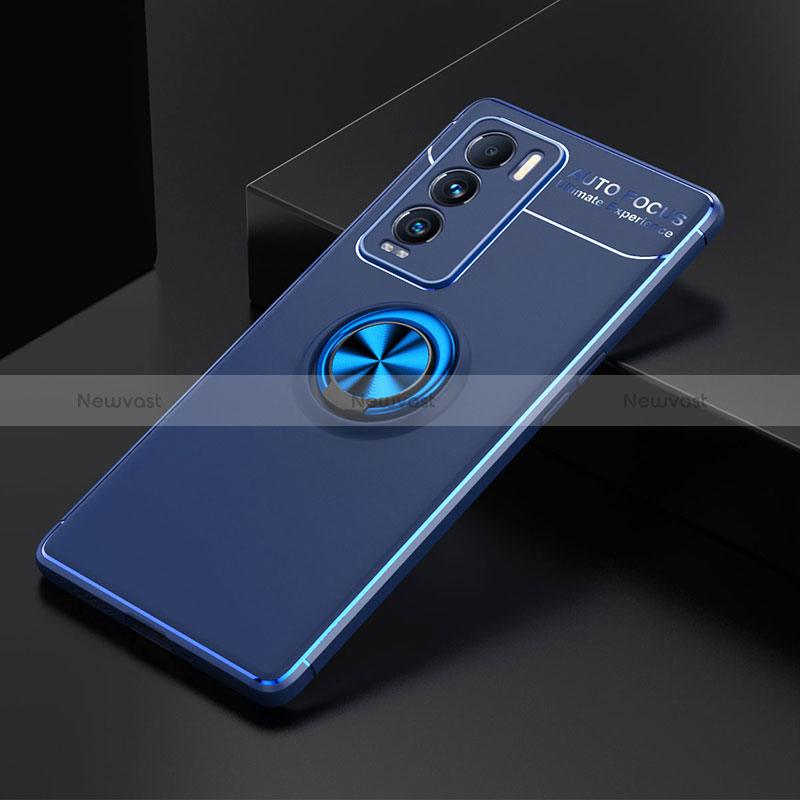 Ultra-thin Silicone Gel Soft Case Cover with Magnetic Finger Ring Stand SD1 for Realme GT Master Explorer 5G Blue