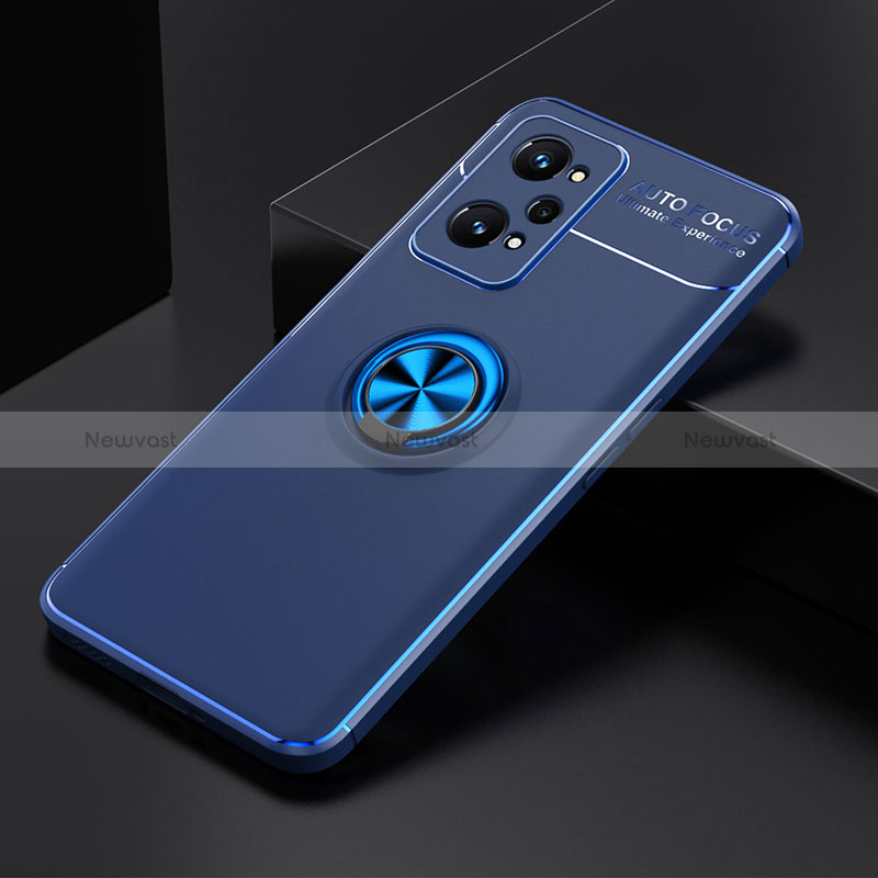 Ultra-thin Silicone Gel Soft Case Cover with Magnetic Finger Ring Stand SD1 for Realme GT Neo2 5G Blue