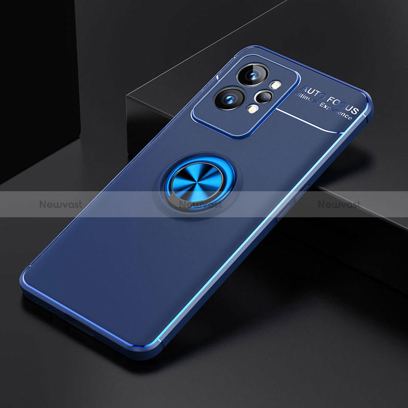 Ultra-thin Silicone Gel Soft Case Cover with Magnetic Finger Ring Stand SD1 for Realme GT2 Pro 5G Blue