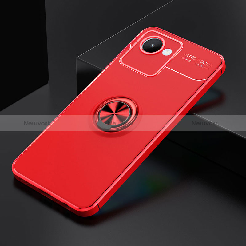 Ultra-thin Silicone Gel Soft Case Cover with Magnetic Finger Ring Stand SD1 for Realme Narzo 50i Prime