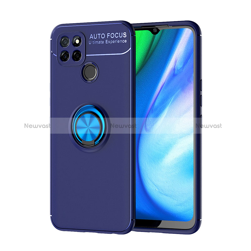 Ultra-thin Silicone Gel Soft Case Cover with Magnetic Finger Ring Stand SD1 for Realme Q2i 5G