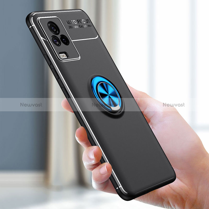 Ultra-thin Silicone Gel Soft Case Cover with Magnetic Finger Ring Stand SD1 for Vivo iQOO 7 Legend 5G