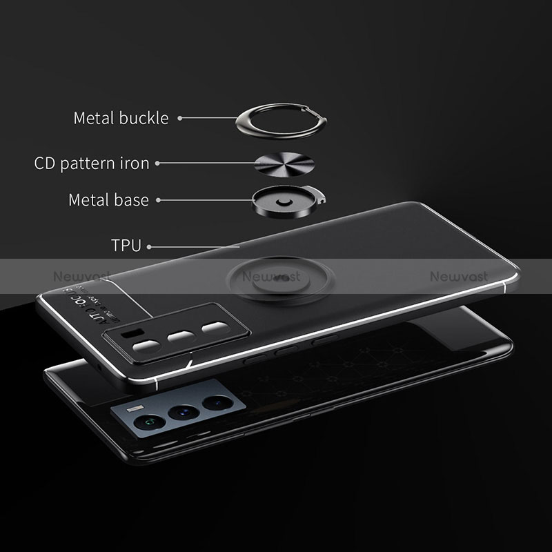 Ultra-thin Silicone Gel Soft Case Cover with Magnetic Finger Ring Stand SD1 for Vivo iQOO 9 SE 5G