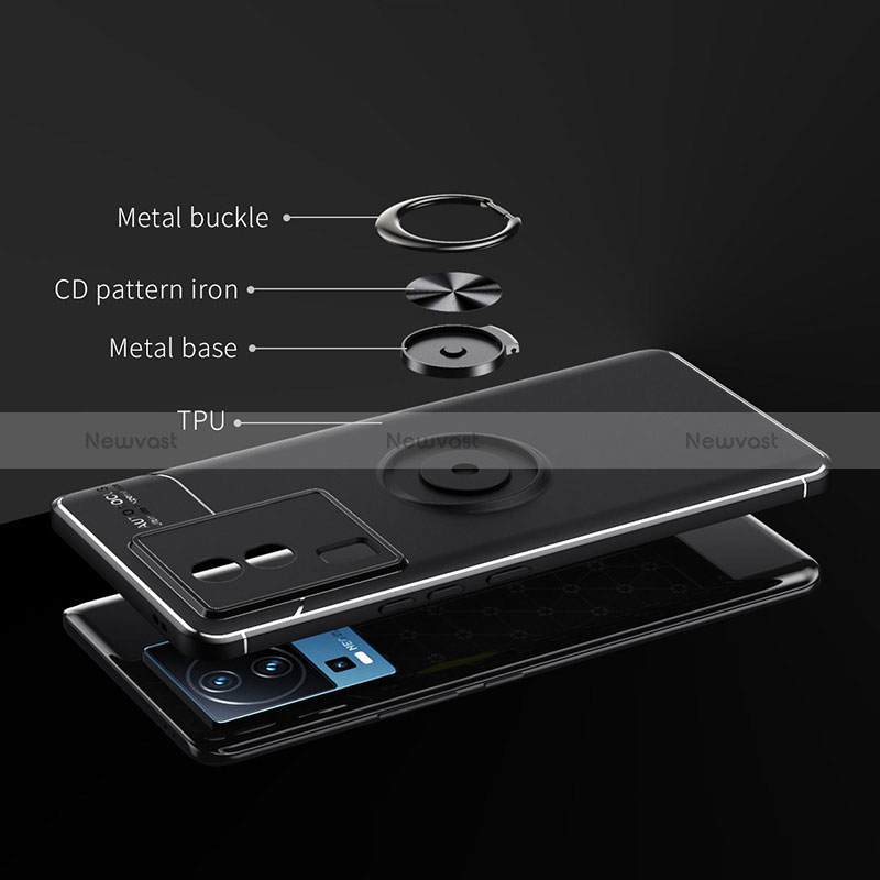 Ultra-thin Silicone Gel Soft Case Cover with Magnetic Finger Ring Stand SD1 for Vivo iQOO Neo7 SE