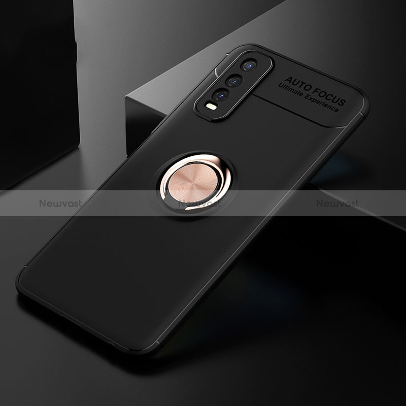 Ultra-thin Silicone Gel Soft Case Cover with Magnetic Finger Ring Stand SD1 for Vivo iQOO U1