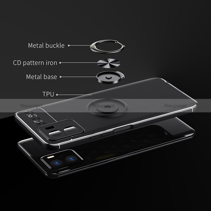 Ultra-thin Silicone Gel Soft Case Cover with Magnetic Finger Ring Stand SD1 for Vivo iQOO U5x