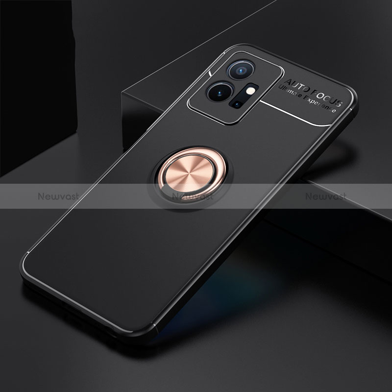 Ultra-thin Silicone Gel Soft Case Cover with Magnetic Finger Ring Stand SD1 for Vivo iQOO Z6 5G