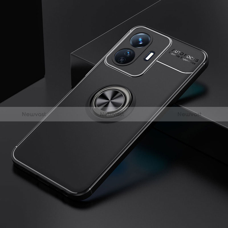 Ultra-thin Silicone Gel Soft Case Cover with Magnetic Finger Ring Stand SD1 for Vivo iQOO Z6 Lite 5G