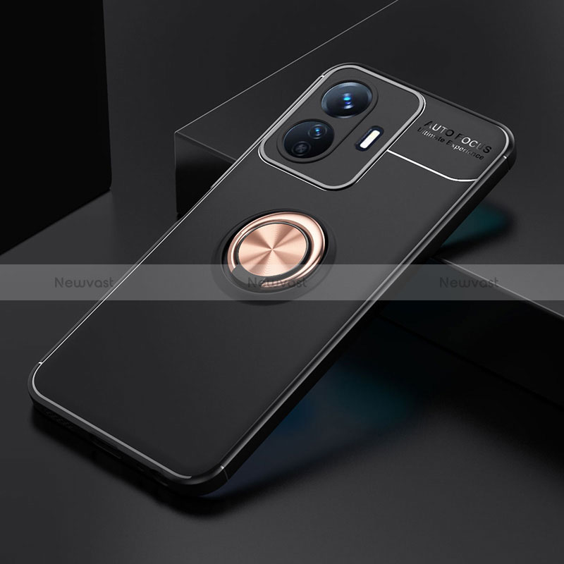 Ultra-thin Silicone Gel Soft Case Cover with Magnetic Finger Ring Stand SD1 for Vivo iQOO Z6 Lite 5G