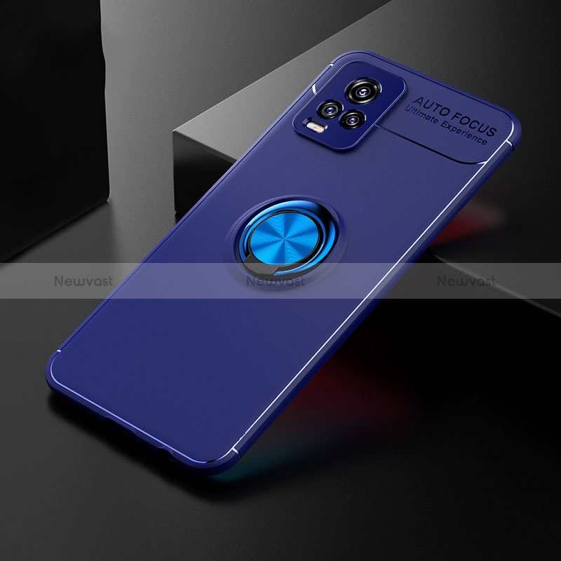 Ultra-thin Silicone Gel Soft Case Cover with Magnetic Finger Ring Stand SD1 for Vivo V20 (2021)