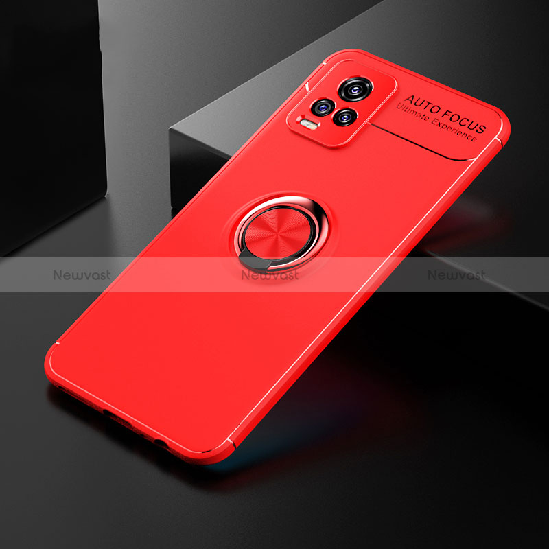 Ultra-thin Silicone Gel Soft Case Cover with Magnetic Finger Ring Stand SD1 for Vivo V20 (2021)