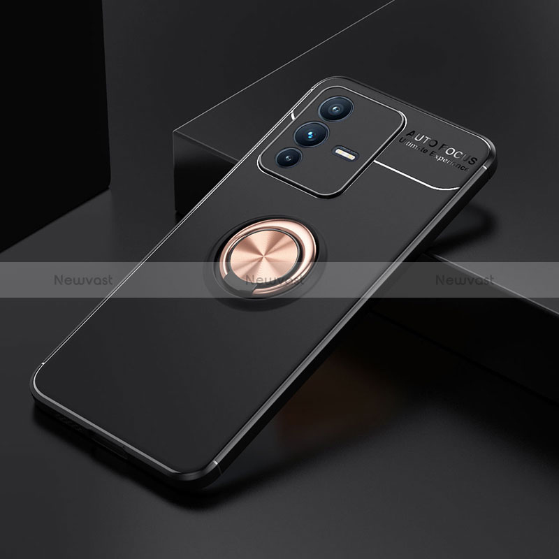 Ultra-thin Silicone Gel Soft Case Cover with Magnetic Finger Ring Stand SD1 for Vivo V23 Pro 5G