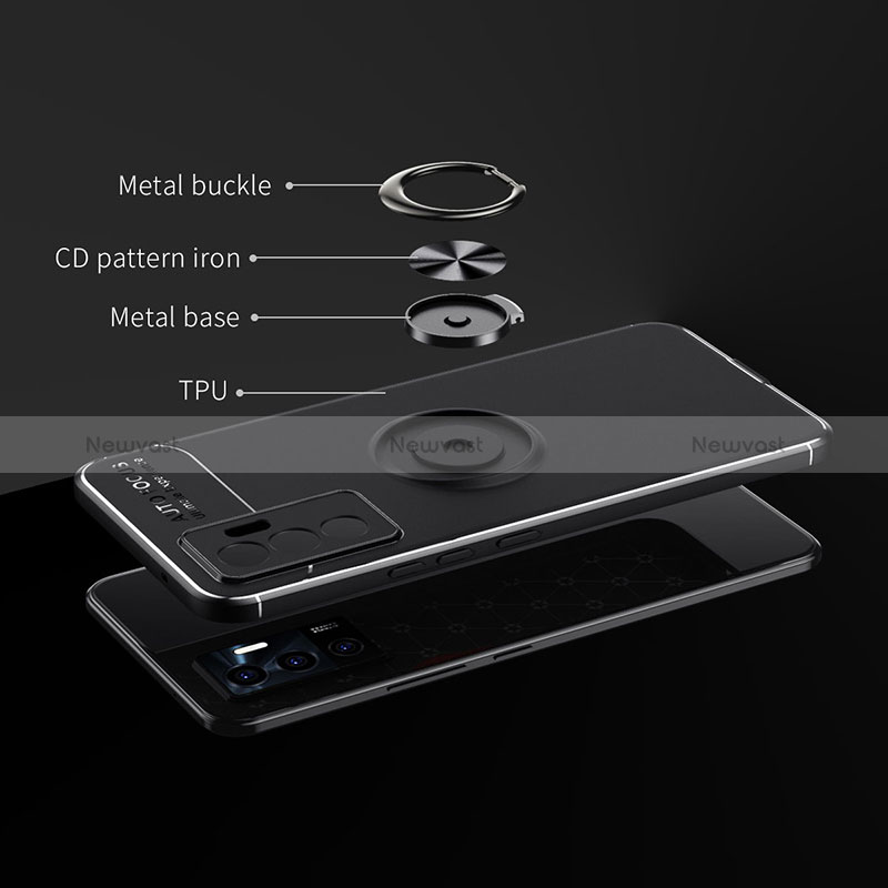 Ultra-thin Silicone Gel Soft Case Cover with Magnetic Finger Ring Stand SD1 for Vivo V23e