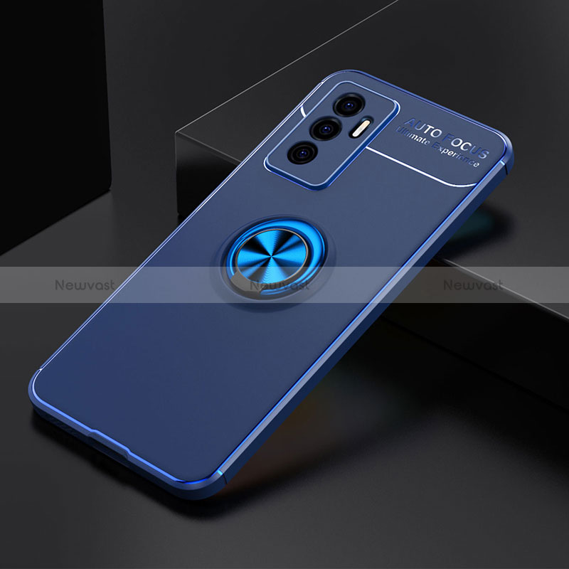 Ultra-thin Silicone Gel Soft Case Cover with Magnetic Finger Ring Stand SD1 for Vivo V23e