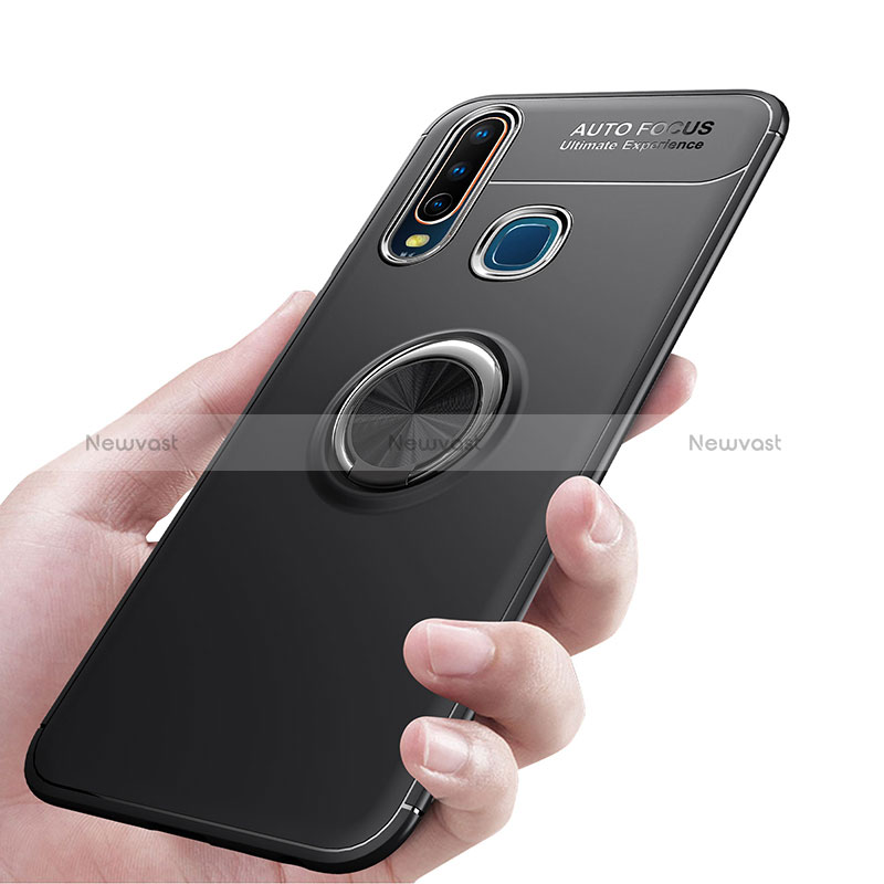 Ultra-thin Silicone Gel Soft Case Cover with Magnetic Finger Ring Stand SD1 for Vivo Y12