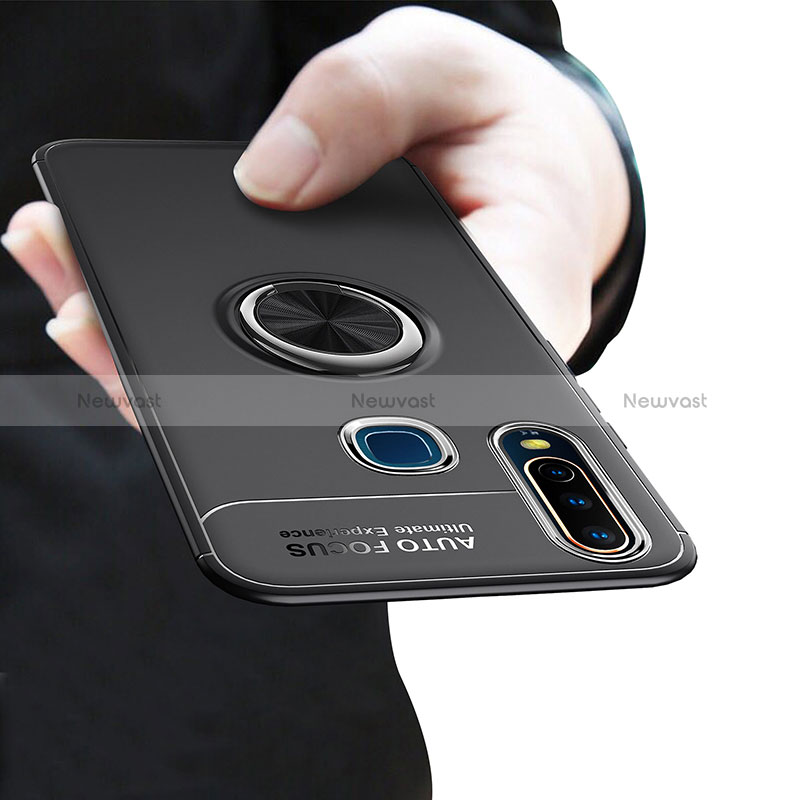 Ultra-thin Silicone Gel Soft Case Cover with Magnetic Finger Ring Stand SD1 for Vivo Y12