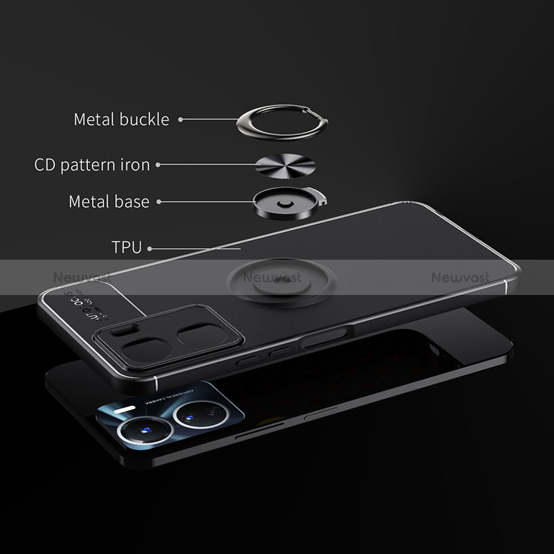 Ultra-thin Silicone Gel Soft Case Cover with Magnetic Finger Ring Stand SD1 for Vivo Y16