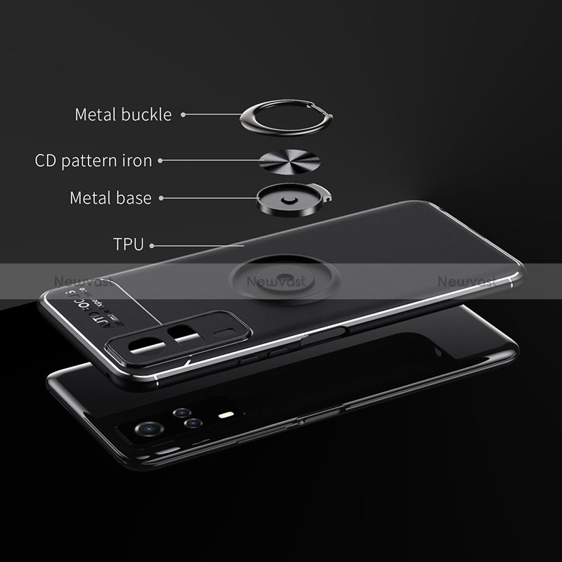 Ultra-thin Silicone Gel Soft Case Cover with Magnetic Finger Ring Stand SD1 for Vivo Y31 (2021)