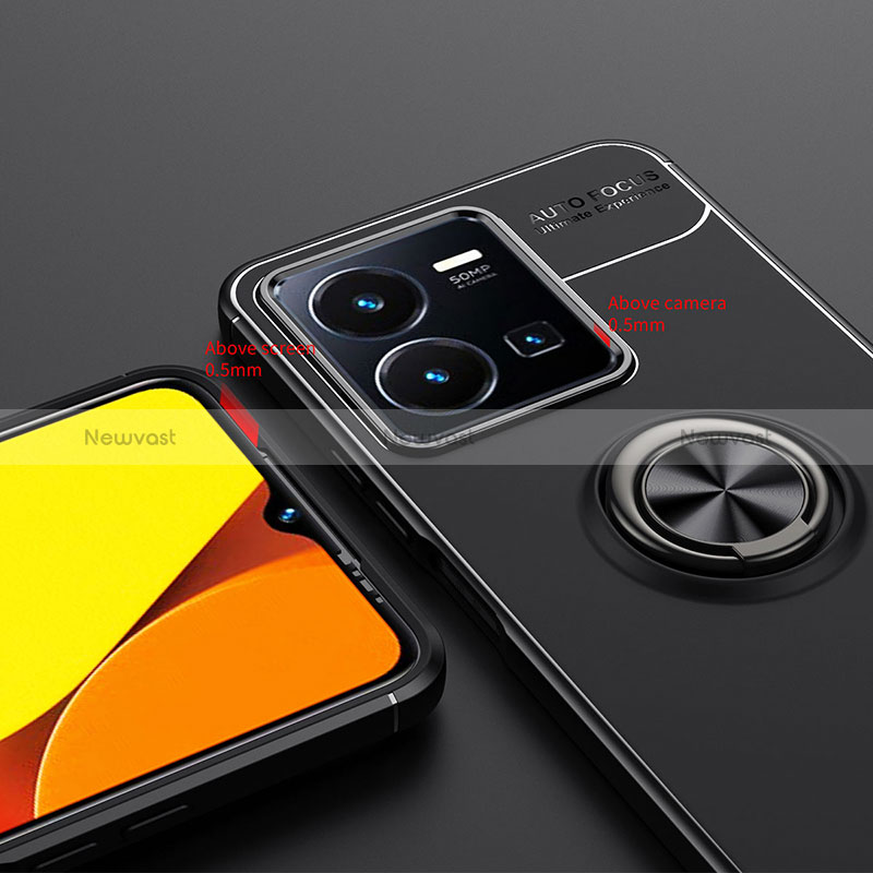 Ultra-thin Silicone Gel Soft Case Cover with Magnetic Finger Ring Stand SD1 for Vivo Y35 4G