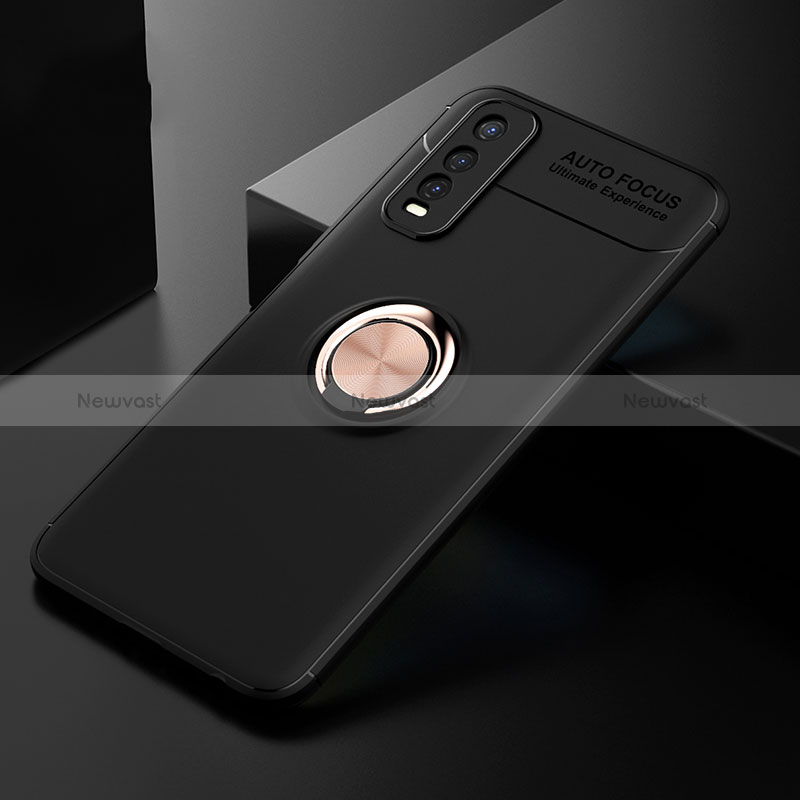 Ultra-thin Silicone Gel Soft Case Cover with Magnetic Finger Ring Stand SD1 for Vivo Y50t