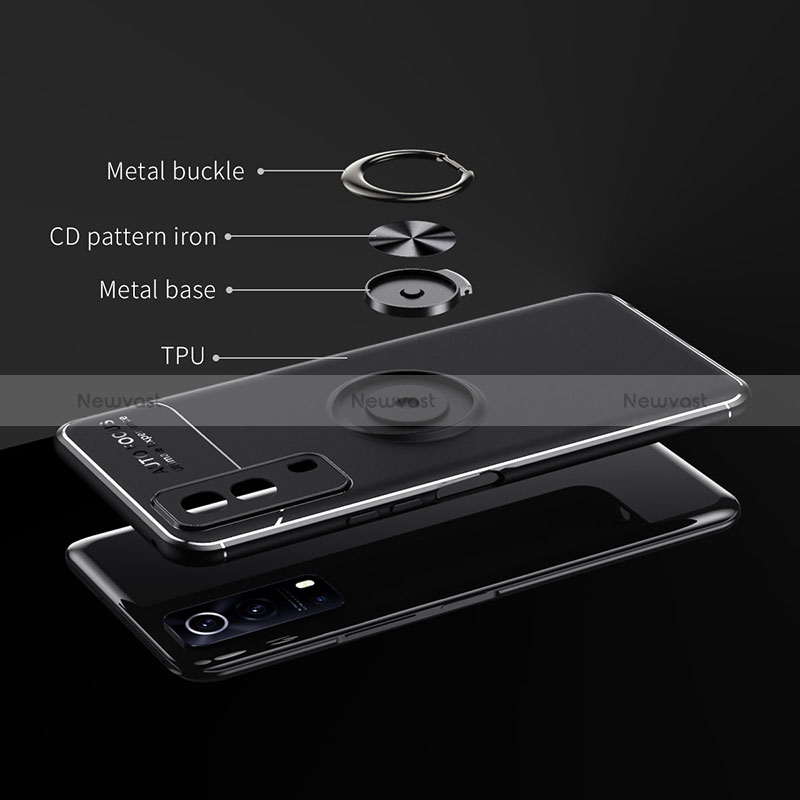 Ultra-thin Silicone Gel Soft Case Cover with Magnetic Finger Ring Stand SD1 for Vivo Y53s t2