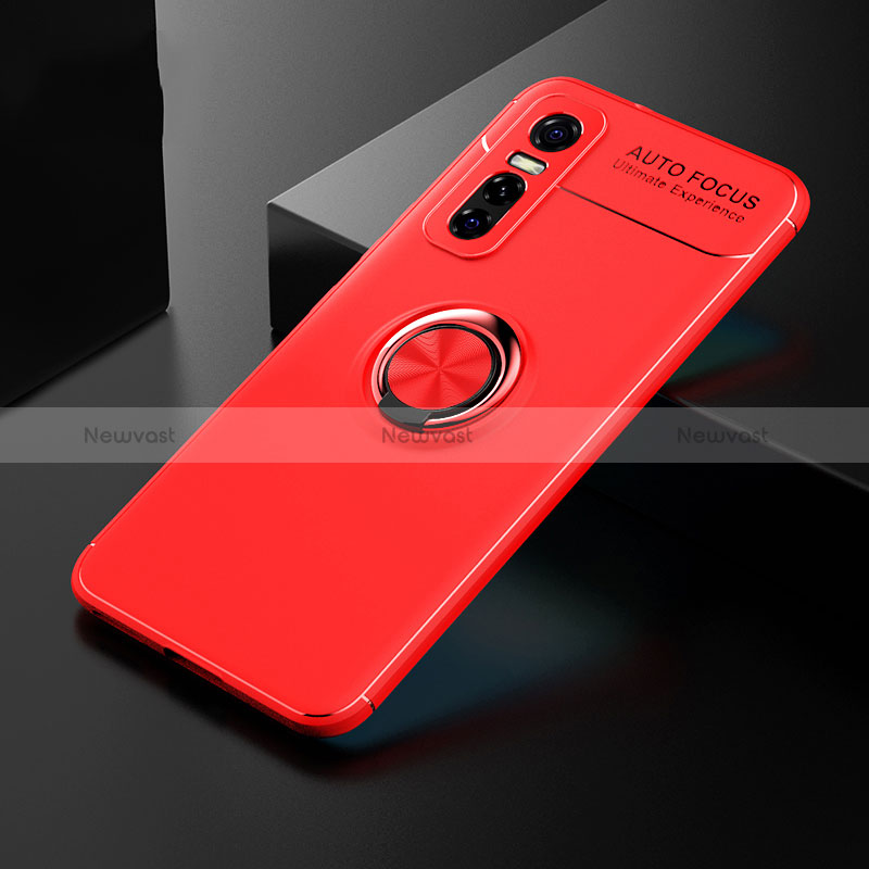 Ultra-thin Silicone Gel Soft Case Cover with Magnetic Finger Ring Stand SD1 for Vivo Y73s 5G