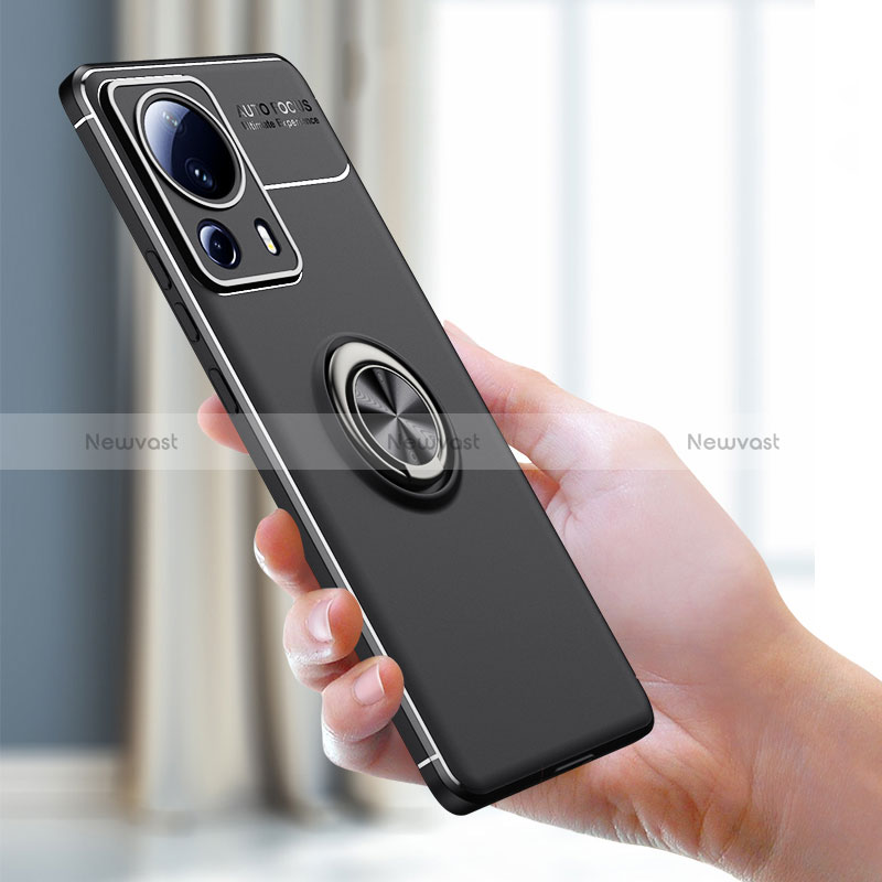 Ultra-thin Silicone Gel Soft Case Cover with Magnetic Finger Ring Stand SD1 for Xiaomi Civi 2 5G